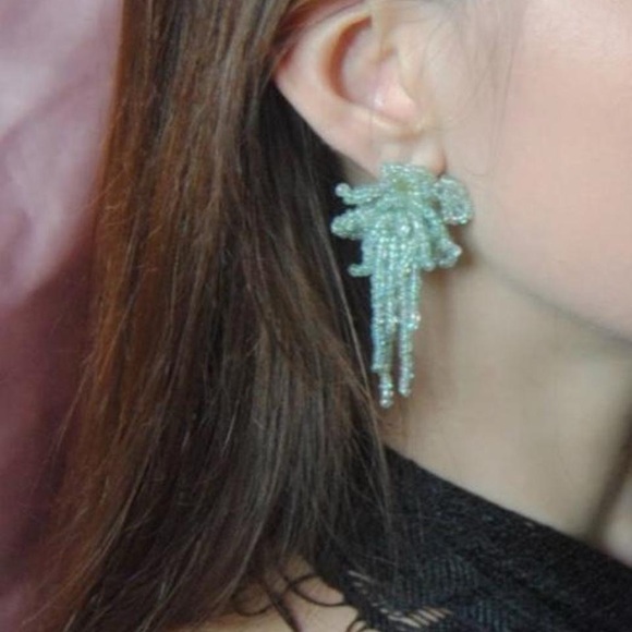Jewelry - Elegant Beaded Floral Earrings